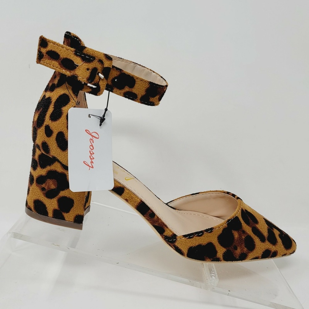 JEOSSY Women's Pump Sz 6 Leopard Suede Dress Shoes